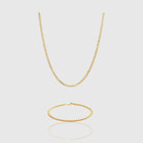 Cuban Chain & Bracelet Set 3mm (Gold)