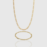 Figaro Chain & Bracelet Set 5mm (Gold)