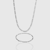 Figaro Chain & Bracelet Set 5mm (Silver)